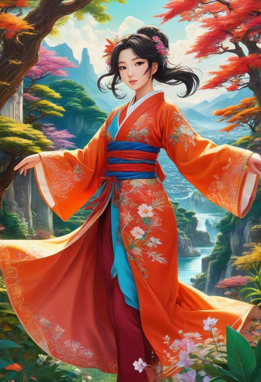 An artistic representation of a vibrant, immersive adult anime world, with unique characters in dynamic poses, adorned in colorful, intricate backgrounds that illustrate various sensual themes. Include elements like manga panels blending with erotic motifs, alongside a contrasting whimsical setting that invites exploration. The scene should evoke a blend of fascination and intrigue, suggestive but tastefully executed. Enriched with bold outlines and vivid colors. super-realistic. vibrant colors. fantasy art.